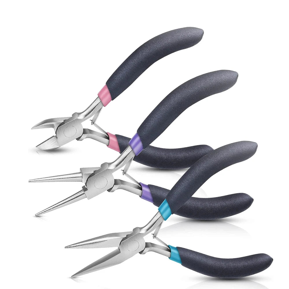 Jewelry Pliers Set 3Pcs Jewelry Making Tools Kit includes Needle Nose Pliers Round Wire Cutters for Supplies