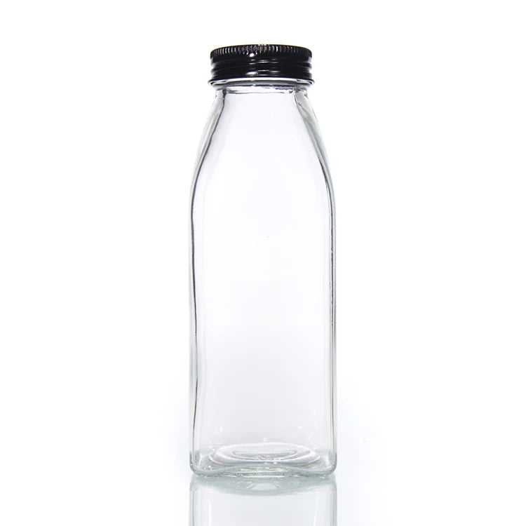 Wholesale Food Food Grade 1 Liter 1000ML 1L Glass Milk Bottles With Plastic Lids and Metal Screw Lids