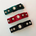 3pcs Victorian Style Double Stacked Velvet Hair Clips Set Embellished Metal French Barrettes for Holiday or Christmas Gift