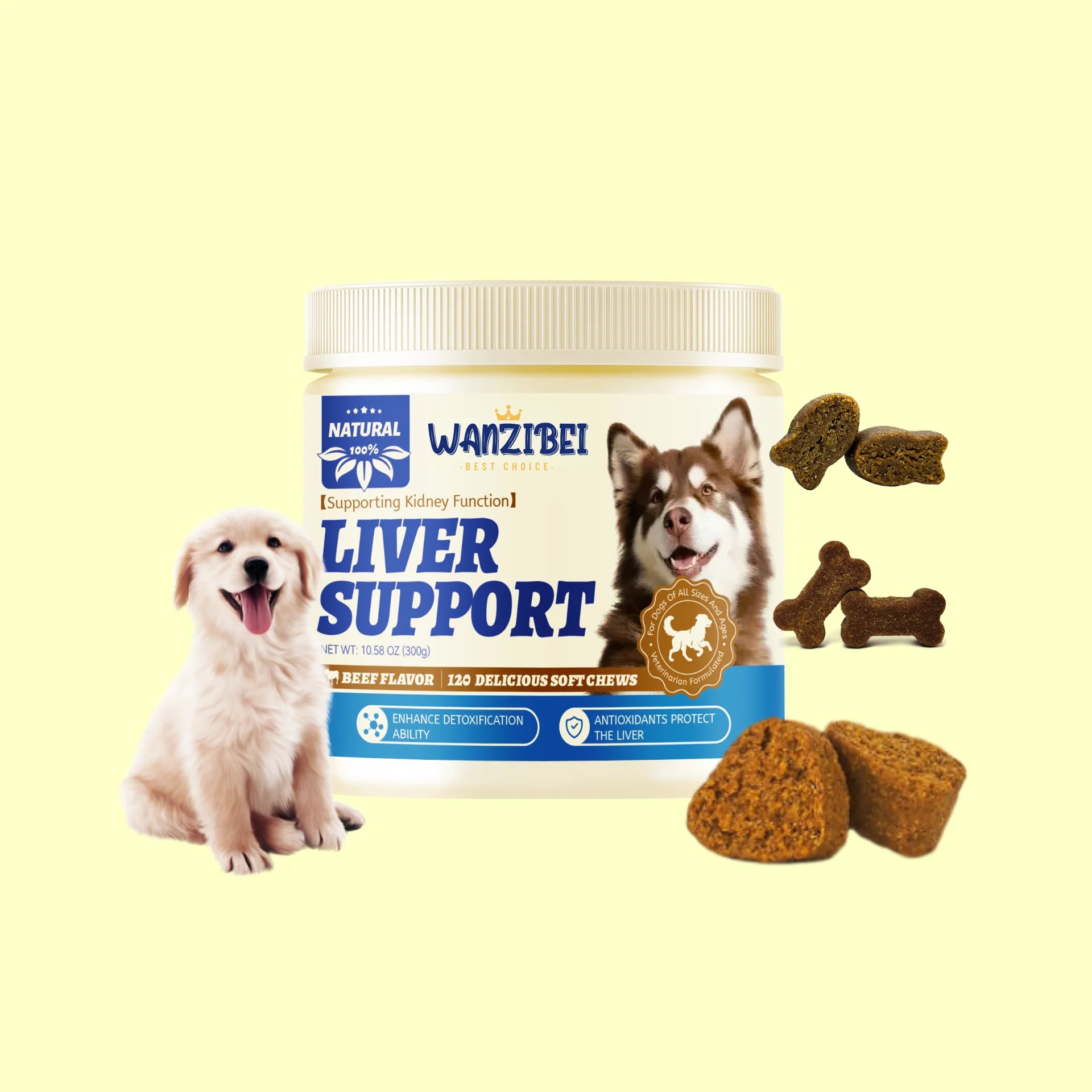 Liver Support Supplement for Dogs - with Milk Thistle Extract Turmeric Curcumin Choline - Soft Chew Formula