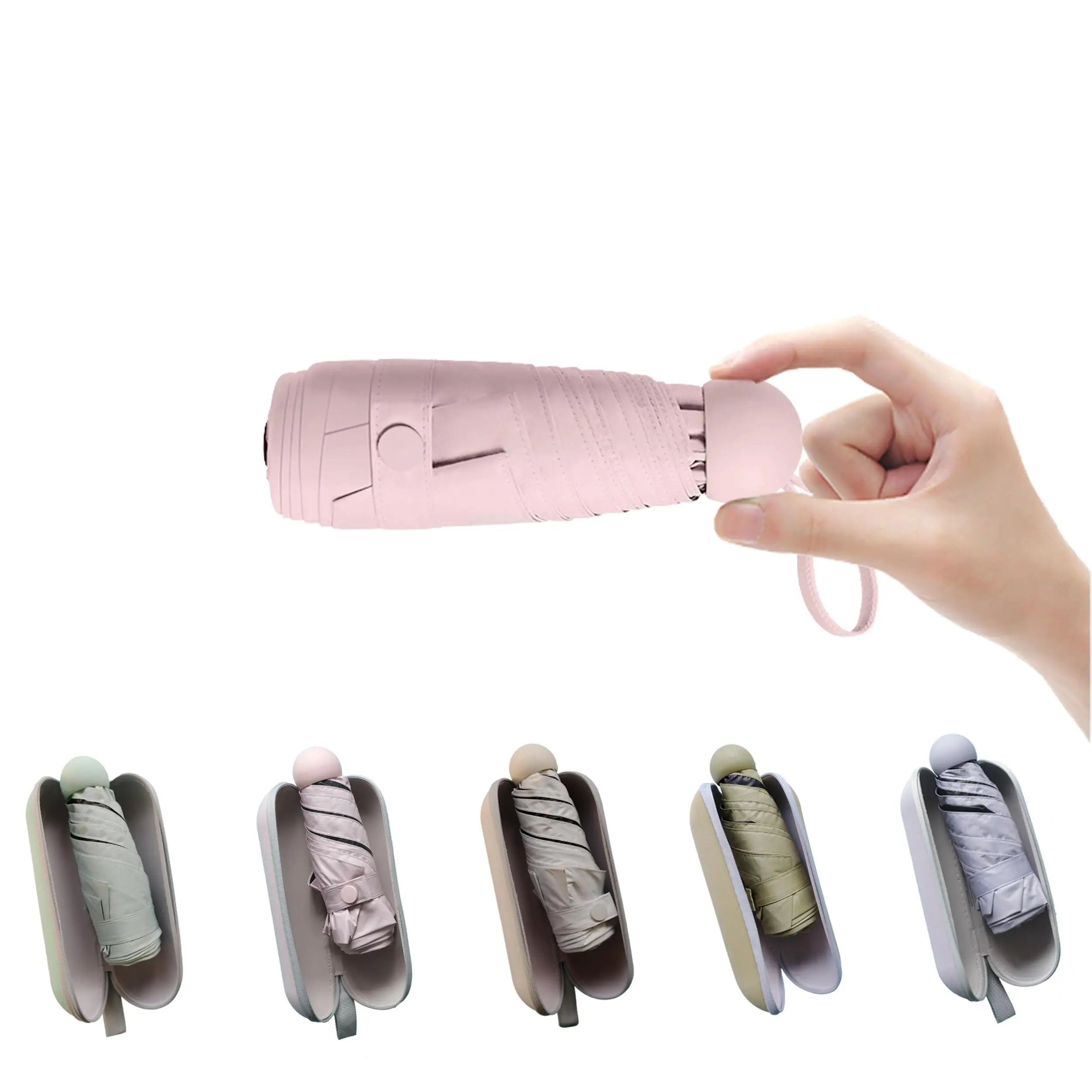 New Mini Sunny Semi Automatic Foldable UV Umbrella Sunscreen Titanium Silver 5 Folding Small Pocket Size 5 Folding Umbrella