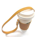 Manufacturer Bulk Custom logo PU Leather Coffee Cup Sleeve Chain