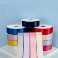 25 Yard 100% Polyester Satin  Ribbon   Roll   Flower Gift Wrapping  Plain Single Double Face Satin Wired Ribbon