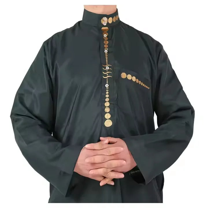 Manufacturer's Casual Blue Islamic Clothing for Men Arabic Lucknowi Dubai Muslim Qamis Thobe Ethnic Emirati Jubba and Kurta