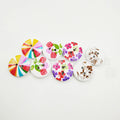 Cute White Skirt Sewing Kit for Kids DIY Flat Wood Button 2-Holes Fashionable Colorful Painted Wooden Buttons for Kids' Clothing