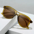 Custom Logo 2025 Vintage Men Women Olive Green Big Frame Sun Glasses UV400 Double Bridges Pilot Sunglasses