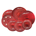 Arborea Professional High Quality Alloy Red Mute Cymbal Set 7-Piece 10''splash +14''hihat+16''crash+16''ozone+18''china+20''ride