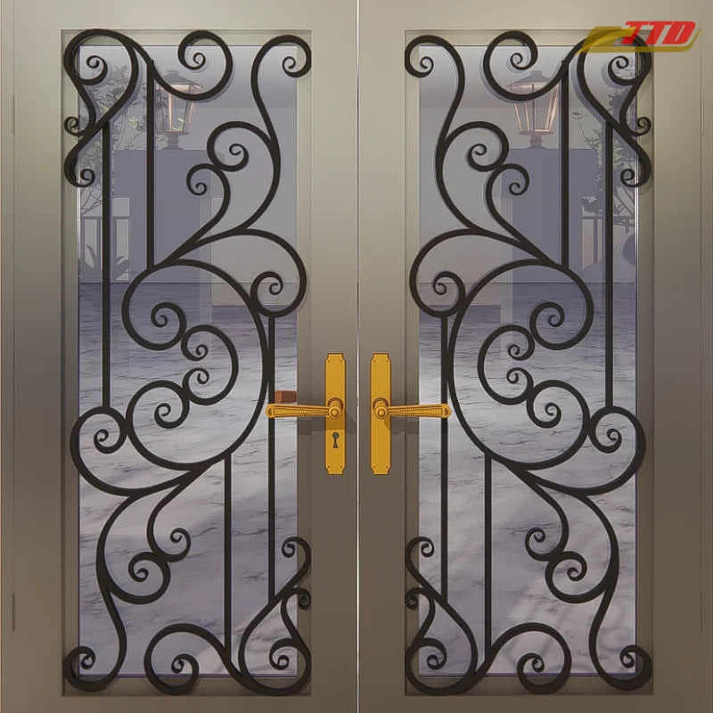 EleganWrought Iron House Main Door  A Timeless Entrance Solution for Elegant Homes with Durable Security and Artistic Appeal