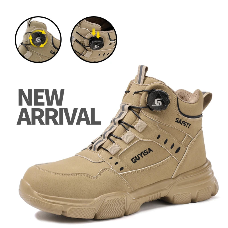 GUYISA Unisex Safety Shoes Smash- Puncture-Proof Waterproof Microfiber Upper Material Work Style for Spring Autumn Seasons