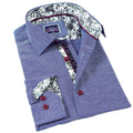 Exve Exclusive BC6975 Blue Jeans Style Contrast Collar Inside and Cuff Men's Shirt