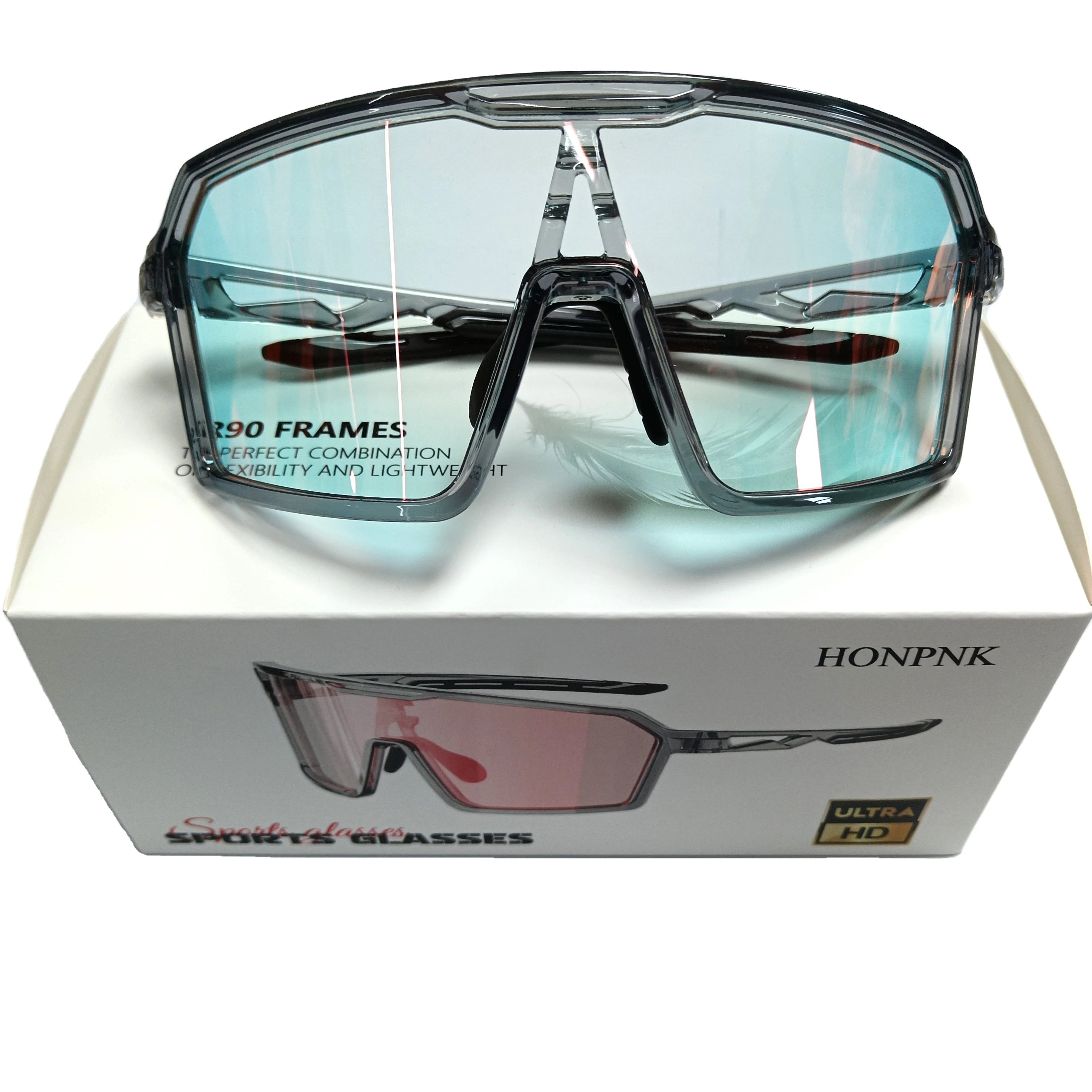 HONPNK Wholesale Hot Spot Fashion Photochromic Sports Goggles Mountain Bike Riding Sunglasses