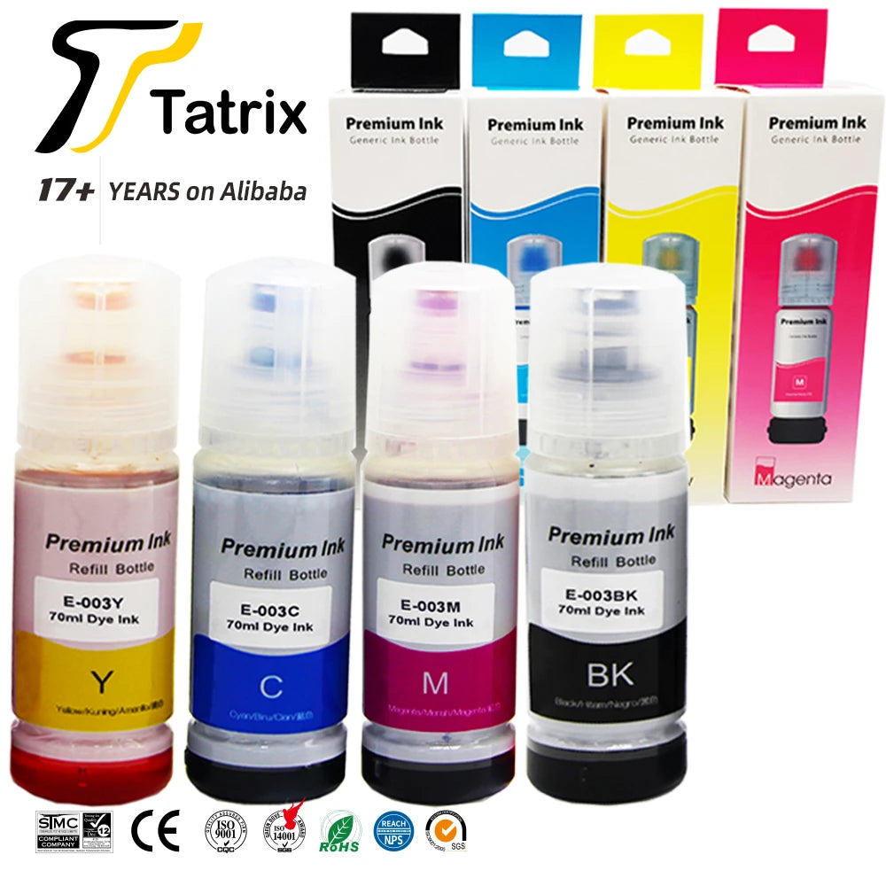 Tatrix 003 Ink for EPSON 003 Ink Bottle Tinta 003 Tinta De Recarga 003 Ink 003 Direct Supplier 003 Refill Ink for Epson L1110 MegaBDM
