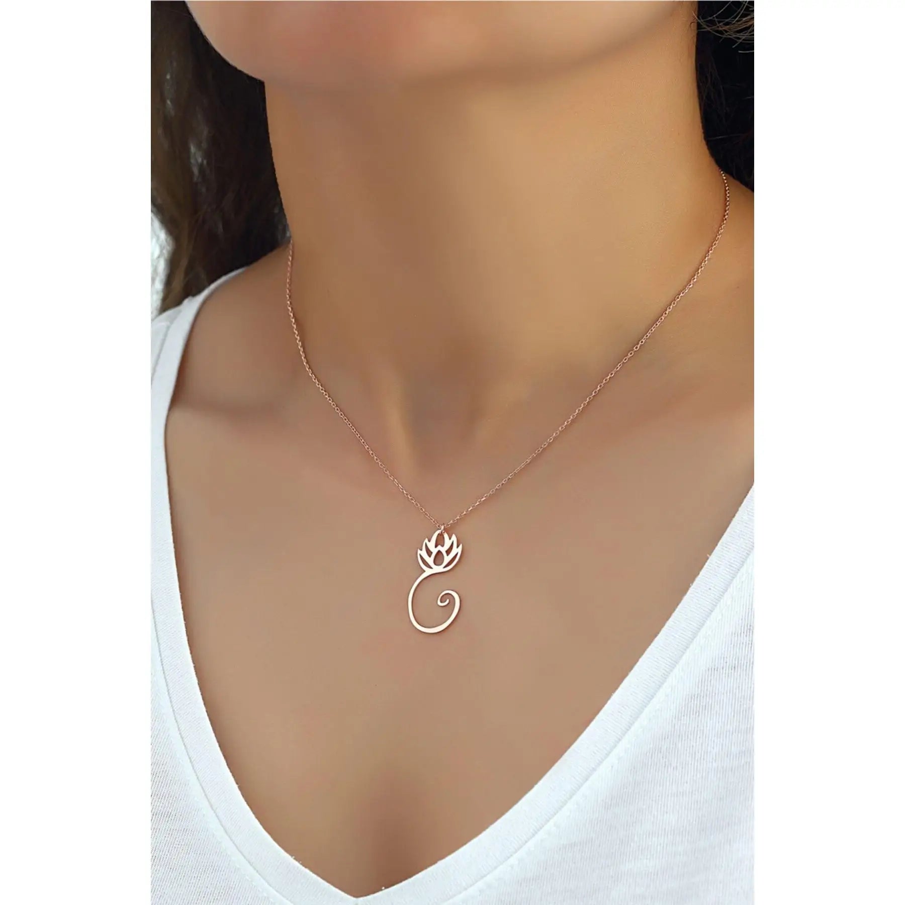 Azuris Elegant Lotus Flower Design 925 Sterling Silver Fine Pendant Necklace TR Origin