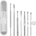 7 Piece Steel Ear Pick Kit Earwax Removal and Cleansing Tool Set with Curette Wax Remover Tool Cleaning Brush Storage Box
