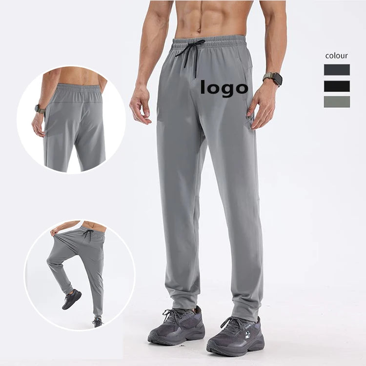 Quick-Drying Fitness Sports Trousers Solid Color Breathable Wear-Resistant Outdoor Leisure Running Training Cycling Pants Men