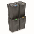 Set of 4 KEDEN SORTIBOX waste bins recycling bin grey volume 4x35L