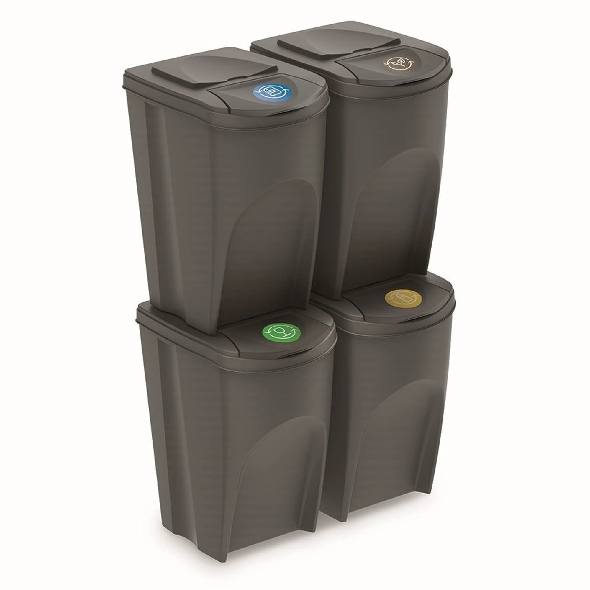 Set of 4 KEDEN SORTIBOX waste bins recycling bin grey volume 4x35L