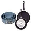 Set of 2 non-stick pressed aluminum frying pans (2024cm) + Set of 3 round oven molds (121822cm) PIXEL Chef Sauce