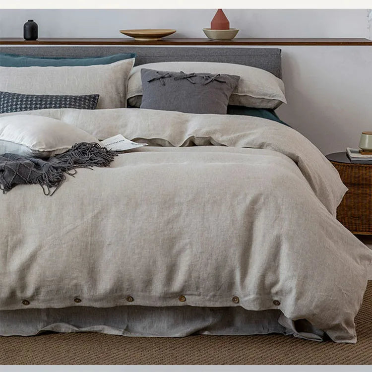 Accept Custom 100% Flax Linen Single Double Queen King Super King Bedding Set