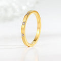 Dina Fashion Women Jewelry Stainless Steel 18K Gold Plated Index Rings Three Zircon Thin Rings Non-Tanish Jewelry