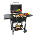 New Arrival Black Square Charcoal Barbecue Grill With Two Side Shelves