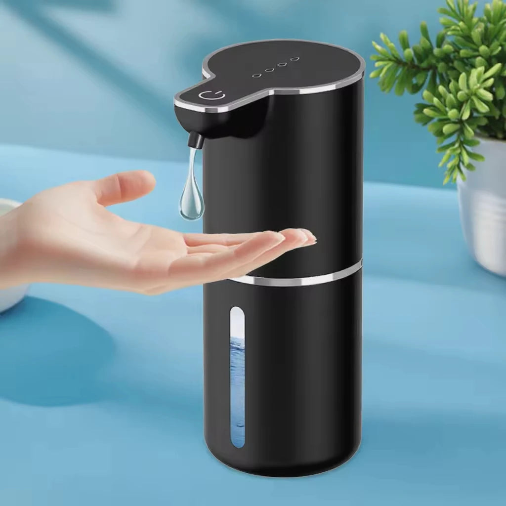 Black Automatic Liquid Soap Dispenser USB Touch-Free Wall-Mounted Shampoo Gel Dispensers for Household