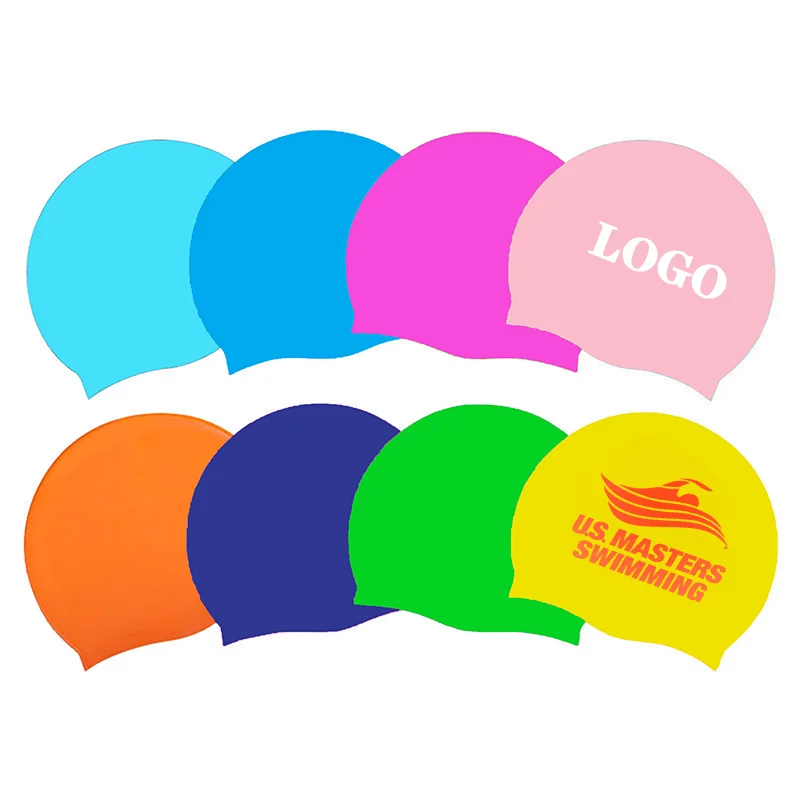 Wholesale Competition Durable Non-Slip Swimming Pool Cap Hat Adults & Kids Elastic Swimming Caps Silicone Swim Cap Custom logo
