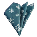 Petroleum Blue Snowflake 100%-Cotton Certified Organic Pocket Square with Center Extra Stitching