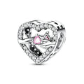 925 Sterling Silver Touch Heart Cross Beads with Zircon Fashion Jewelry for Women's Party Gift Number Pattern Design
