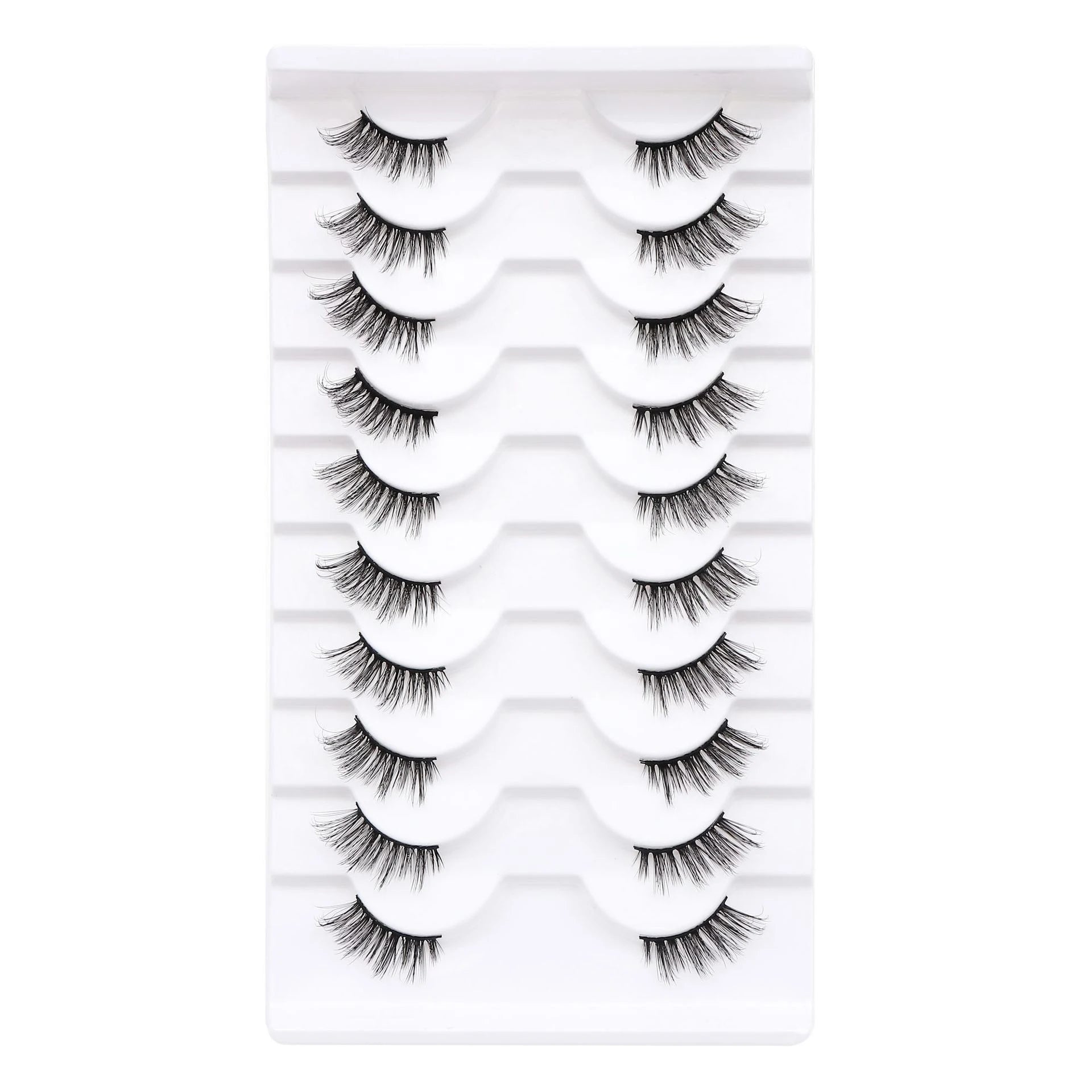 10 Pairs/Tray Customizable Natural Faux Mink Half Eyelashes Black Cat Eye Steam Fox Winged False Eyelashes Handmade