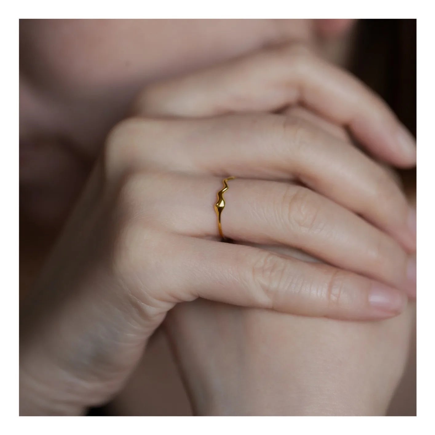 Wavy Band Ring 925 Sterling Silver 18K Gold Plated ZIRCON Channel Setting Cocktail Ring Minimalist Fashion Gift