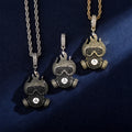 New Luxury Iced Gas Mask Flame Pendant Brass Gold Plated Hip Hop Lab Created Zircon Charm Unique Streetwear Fashion Jewelry