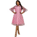2024 Mesh Half Flare Sleeves Loose Polka Dot a Line Lady Casual Dresses