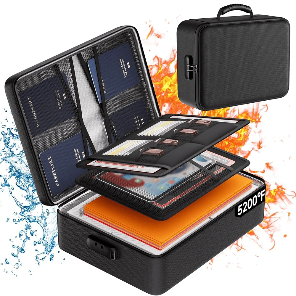 Portable Home Travel Fireproof File Organizer Multi-layer Insulation and Waterproof Safely Store Important Documents
