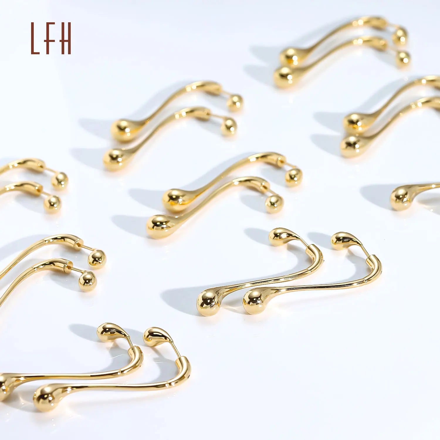 Wholesale Long Waterdrop Statement Stud Hoop Earing  Oro 18k Original Saudi Gold Jewelry Pawnable 18k Gold Jewelry 18k Real