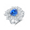 2.85Ct 2025 Hot GRA Lab Grown Cobalt Spinel Gemstone Rings 925 Sterling Silver Wedding Bands for Women