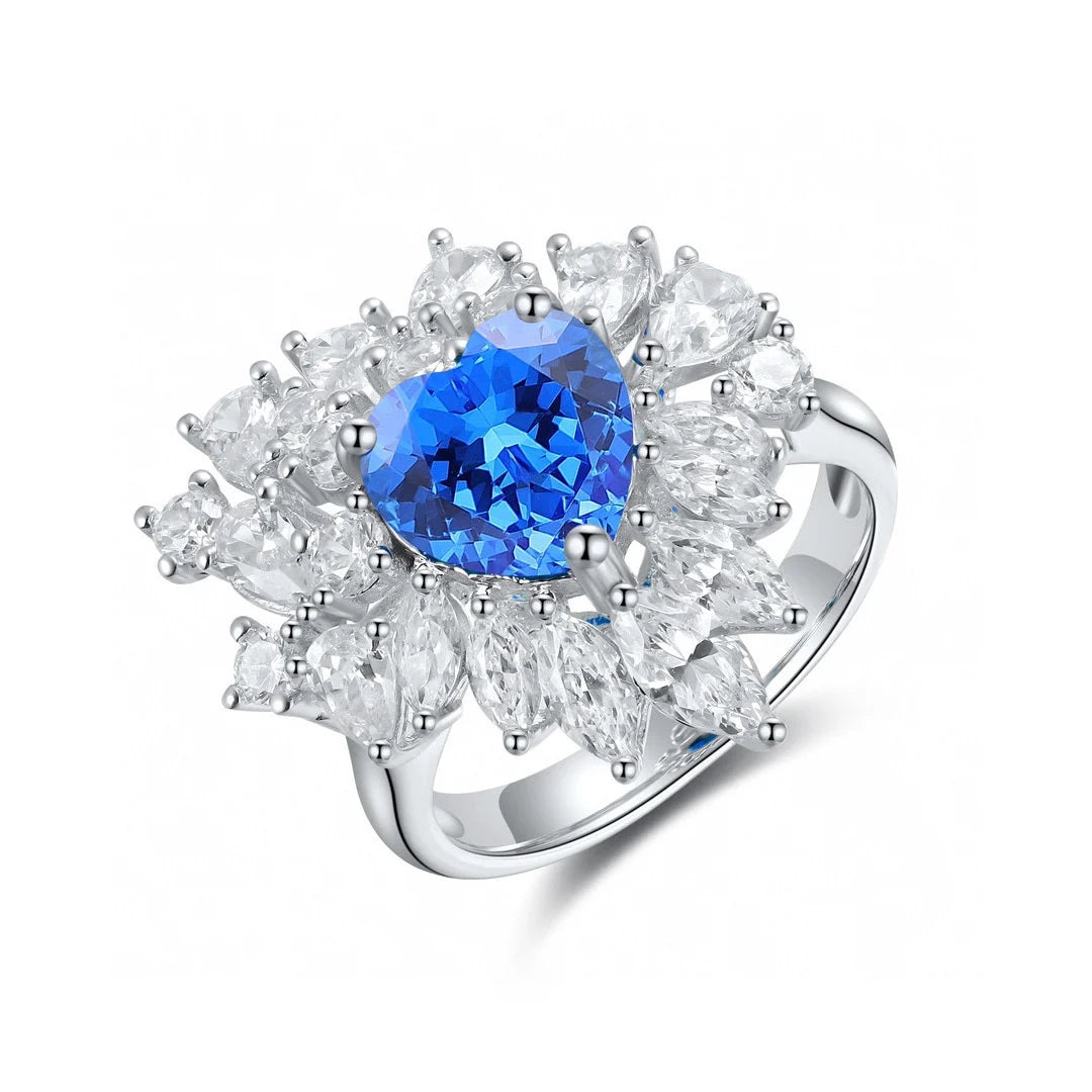 2.85Ct 2025 Hot GRA Lab Grown Cobalt Spinel Gemstone Rings 925 Sterling Silver Wedding Bands for Women