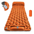 One Person Size Built-in Foot Pump Inflatable Pad Camping Sleeping Mattress for Travel Tent Hiking Backpacking Trip