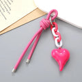 2025 New Pu Leather Heart Keychain Phone Pendant Fashionable Versatile Diy Handmade Bag Hanging Charm Accessories
