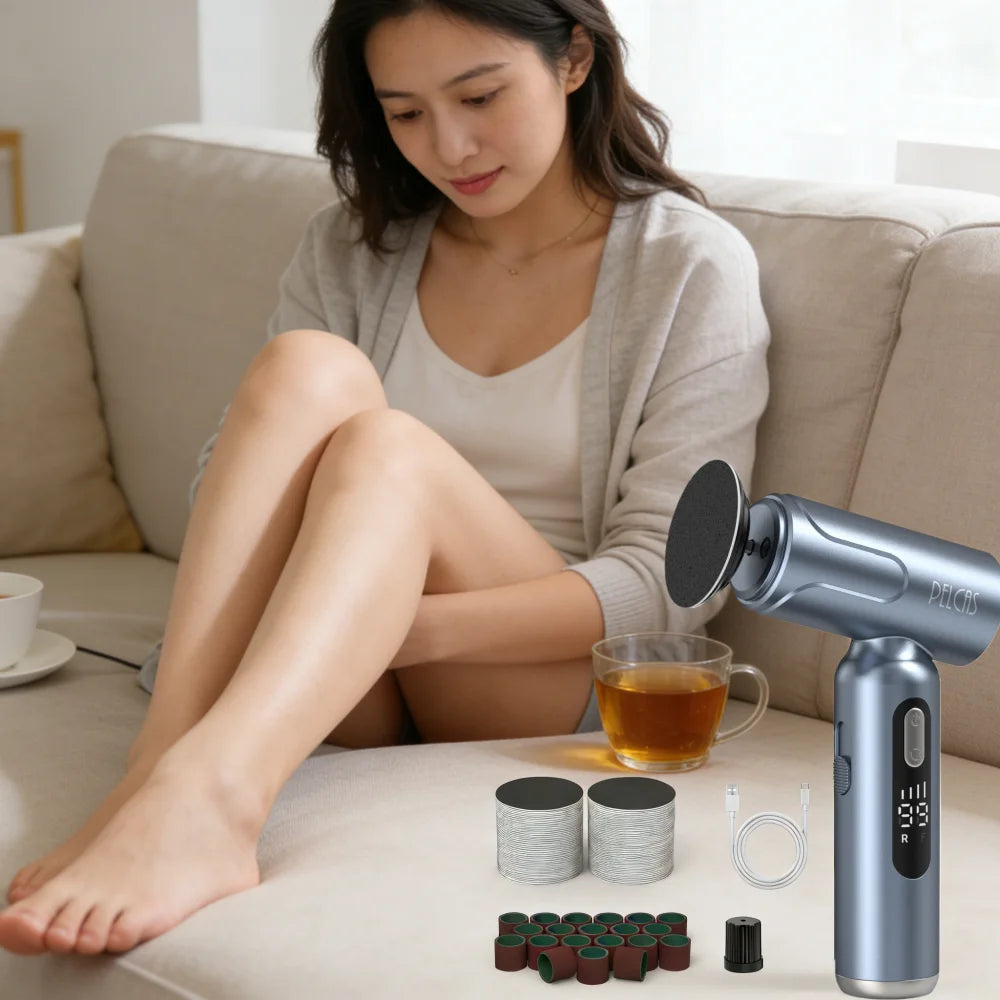 PELCAS Rechargeable Electric Foot Grinder Feet Hard Dead Skin Callus Remover Electric Foot Callus Remover