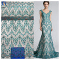 YX1269-1 France Elegant Style Two-Tone Eyelash Lace Fabric Polyester Cyan-Blue Hot Selling Tulle Lace Fabric for Garments MegaBDM