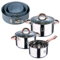 5-piece stainless steel cookware set (16/18/20 cm) suitable for induction + Set of 3 round baking pans (12/18/22 cm) NOIA