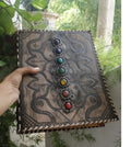 Custom Made Portable Multi Coloured Agate Stones Embossed Leather Journals Cotton Handmade Paper Resale Purposes Promotional