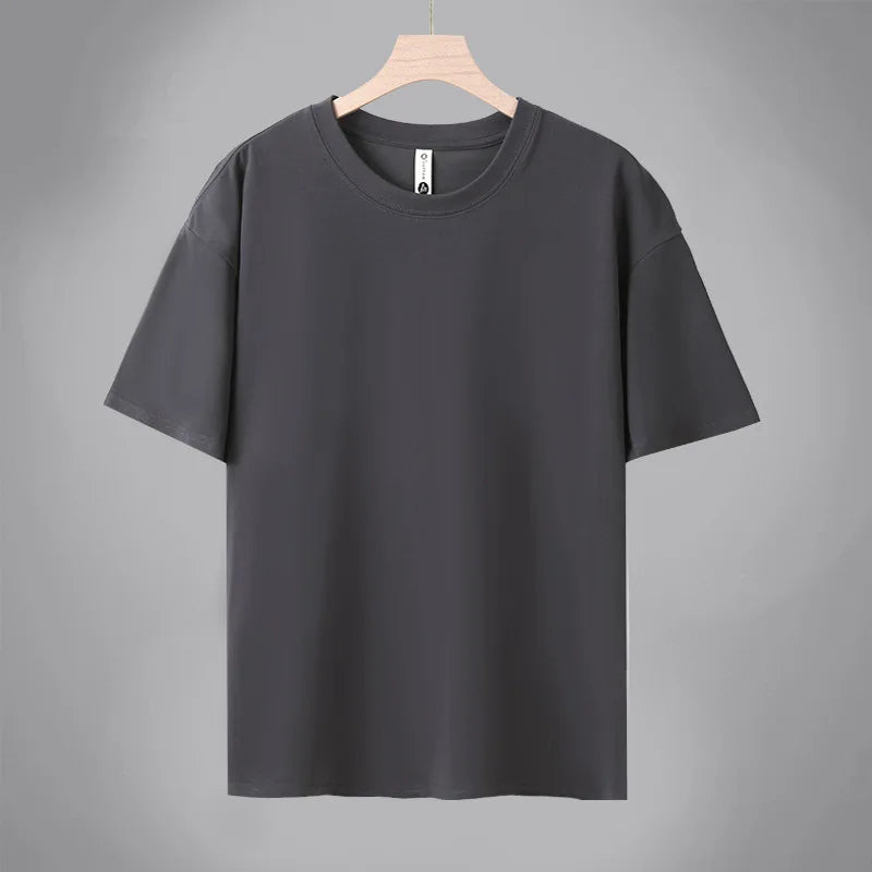 OEM Customized 180 Gsm Refreshing Short Sleeved T Shirt Men  Breathable Solid Color 100% cotton t shirt T-shirt