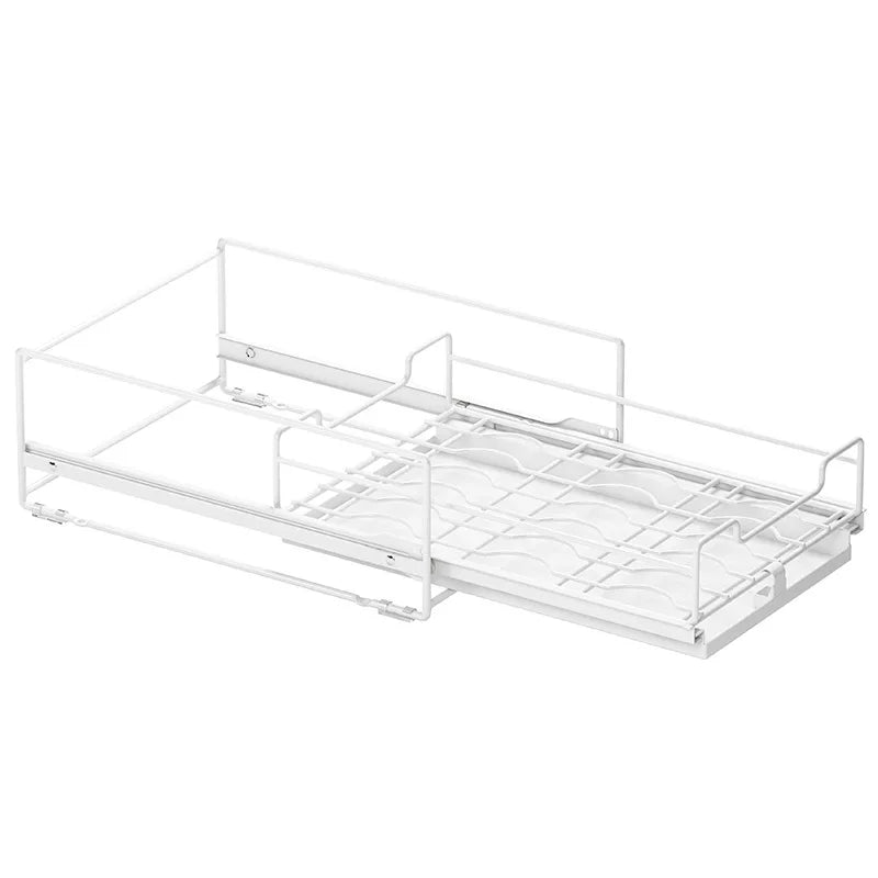 Carbon Steel Standing Type Single Tier Kitchen Cabinet Pull-Out Dish Storage Rack