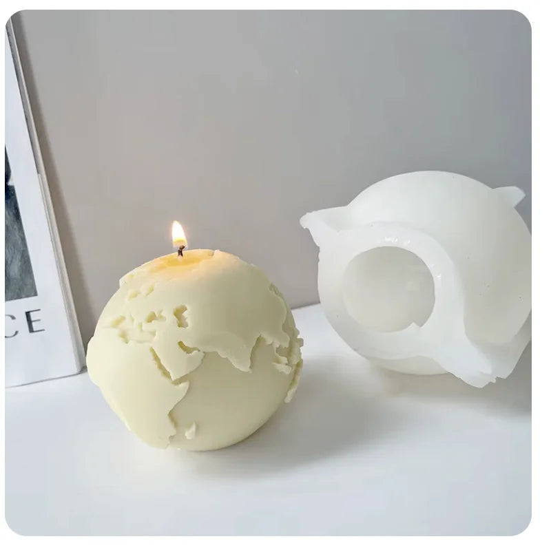 Moon Candle Molds 3D Moon Shaped Epoxy Resin Mold Exterior of Moon Model Aromatherapy Mold Silicone Chocolate Candy Cake Fondant
