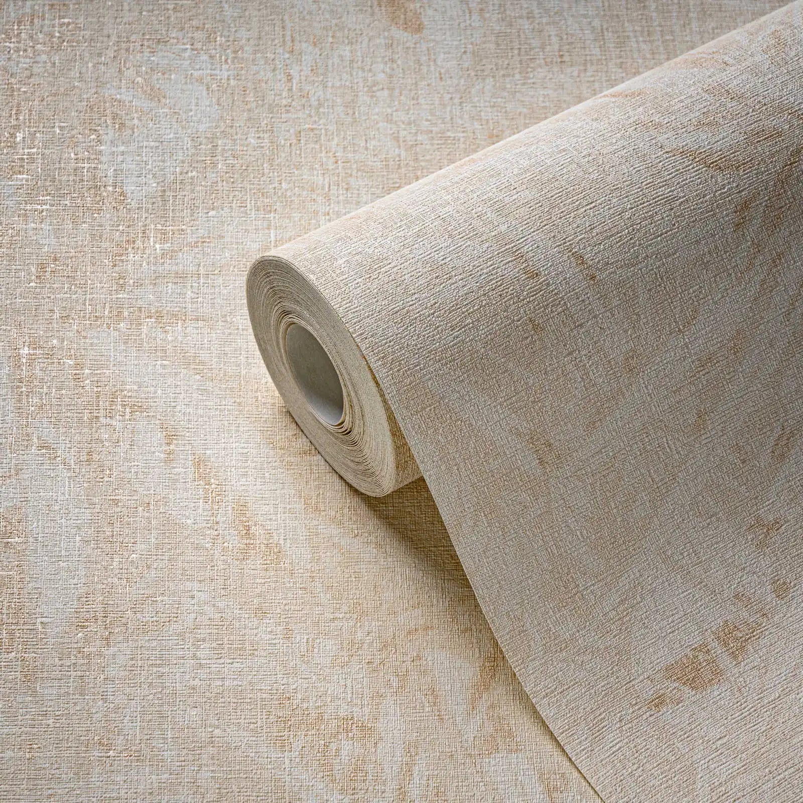 Made in Germany-Natural Beige Yellow Gold Metallic Non Woven Vinyl Wallpaper Rolls Floral Mould-Proof Bathroom 1005 X 053 m