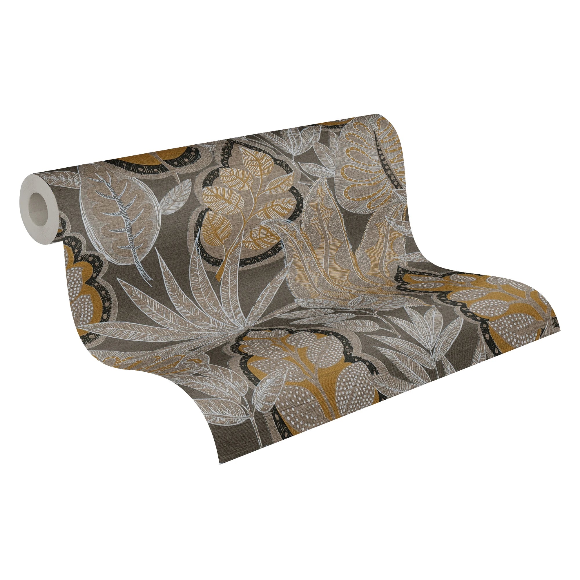 Made in Germany - Wallpaper rolls Leaves Brown Orange White Taupe - Non Woven Vinyl - Modern Wallpaper Plants - 1005 x 053 m
