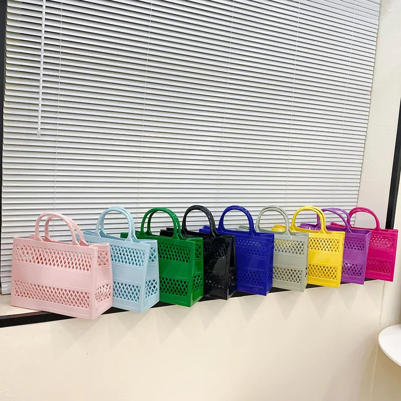 Summer Fashion Big Capacity PVC Plastic Shopping Tote Bag Rubber Silicone Rubber Beach Bag Women