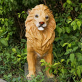 Large Sitting Lion Resin Sculpture with Golden Fur Majestic Animal Statue for Outdoor Garden Decor Realistic Lion Figurine MegaBDM